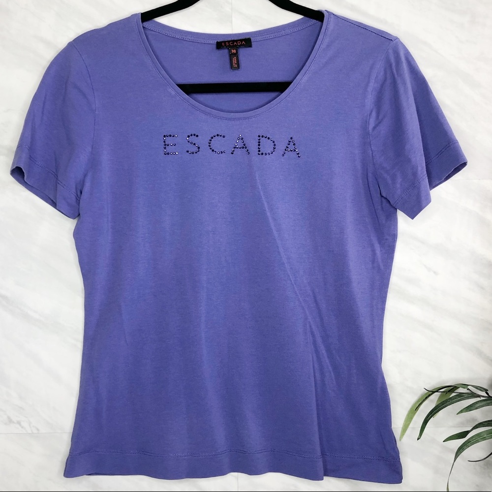VTG ESCADA Rhinestone Purple Tee XS
